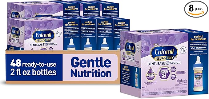 Enfamil NeuroPro Gentlease Baby Formula, Infant Formula Nutrition, Brain and Immune Support with DHA, Proven to Reduce Fussiness, Crying, Gas and Spit-up in 24 Hours, Liquid Bottle, 2 Oz, 48 Total