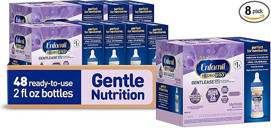 Enfamil NeuroPro Gentlease Baby Formula, Infant Formula Nutrition, Brain and Immune Support with DHA, Proven to Reduce Fussiness, Crying, Gas and Spit-up in 24 Hours, Liquid Bottle, 2 Oz, 48 Total