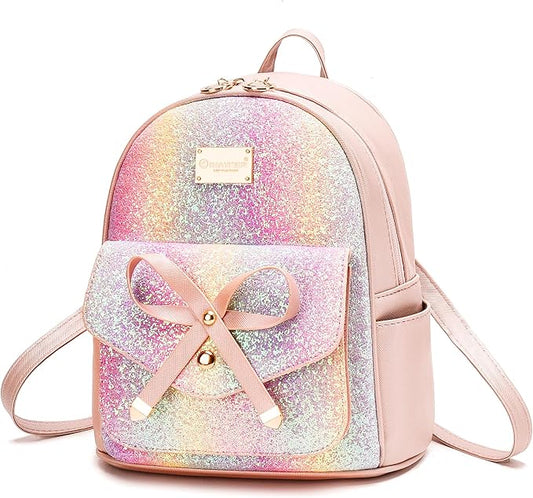 I IHAYNER Girls Bowknot Cute Leather Backpack Mini Backpack Purse for Women