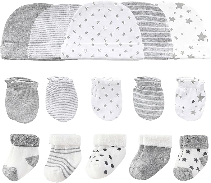 Baby Hats Mittens and Socks Set Cotton Newborn Hat Beanie Soft Infant Girls Boys Caps Gloves 0-6 month