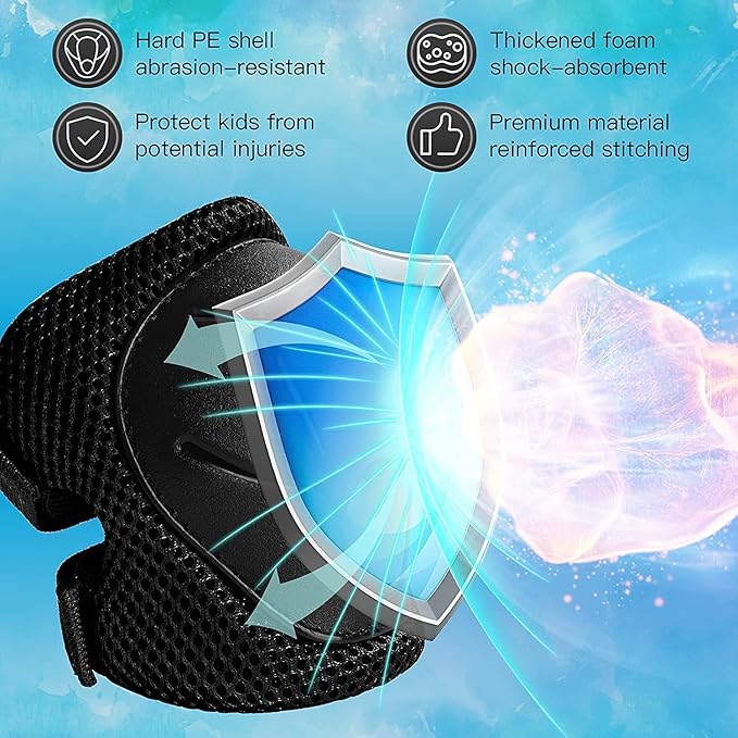 Adjustable Kids Helmet with Knee Pad, Elbow Pads & Wrist Guards - Toddler Bike Helmets for Ages 3-5, 5-8, 8-14 Years - Perfect for Skating, Biking, Cycling, and Skateboard - for Boys and Girls