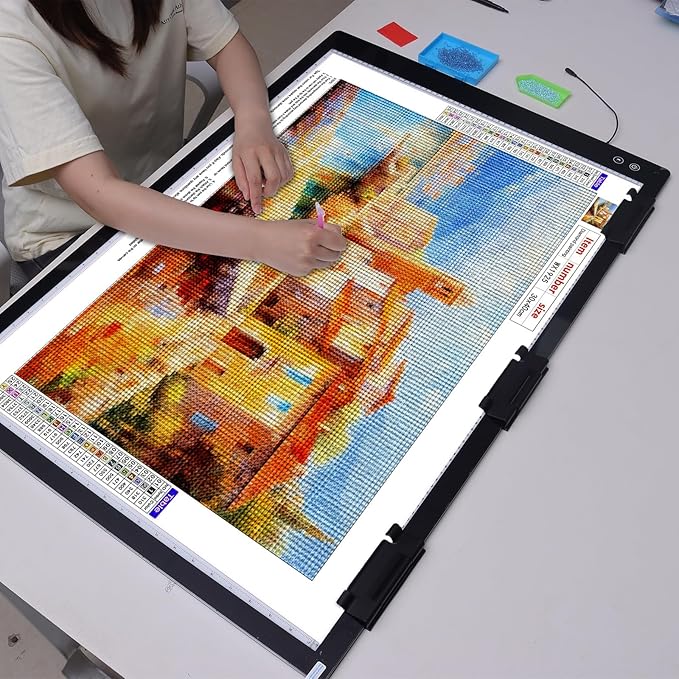 elice A1 Rechargeable Diamond Art Light Board (35.4''x 23.6''), Extra Large Wireless LED Light Box for Tracing and Drawing, 3-Color Light Modes Light Pad, 6000 mAh Battery Light Table for Artists DIY
