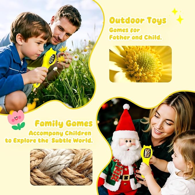 Kids Magnifying Glass Educational Science Kit - Mini LED Pocket Microscope for Kids(5-10 Years) - Durable Design - Ideal Gift for Girls (Yellow)