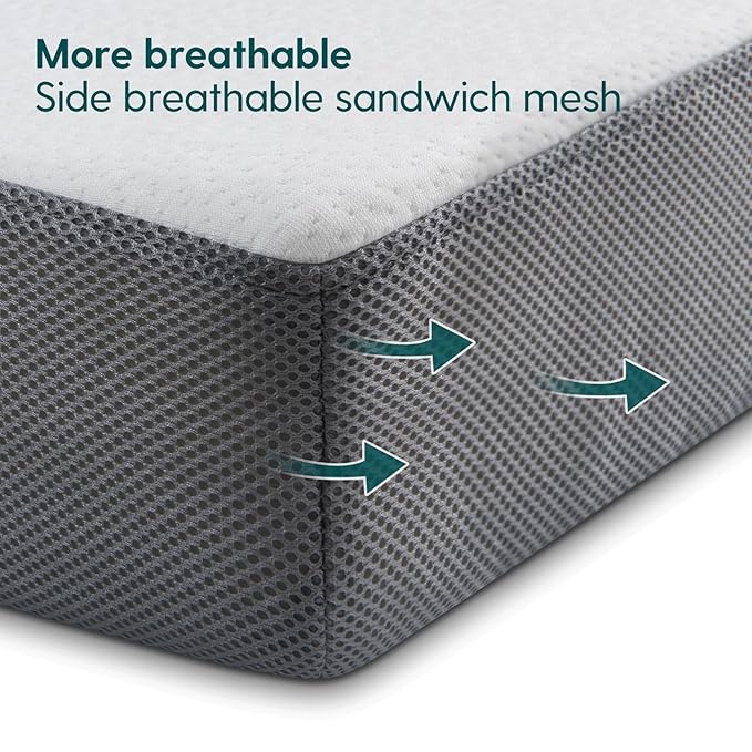 BABELIO Premium Memory Foam Crib Mattresses, 2-Stage, with Waterproof Lining & Removable Cover, for Standard Toddler Bed White and Grey