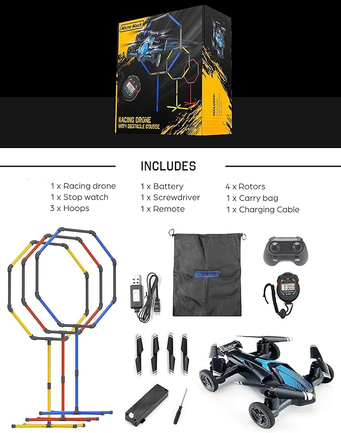 Galvanox Racing RC Drone with Obstacle Course Kit, Includes 3 Hoop Sizes for Competition Game Set