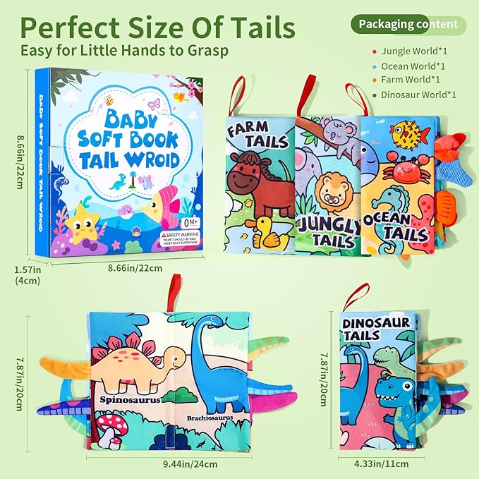 4 Pack Baby Books 0-6 Months, 4PCS Crinkle Books for Babies, Touch and Feel Sensory Books for Babies, Infant Toys 0-6 Months, Soft Fabric Toy Shower Gift, Baby Crinkle Book - 4 Pack Blue