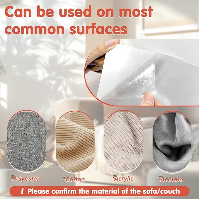 18 Pcs Large Cat Scratch Furniture Protector, Transparent Couch Protector from Cat Claws, Single-Sided Self Adhesive Anti Pet Deterrent Sofa Cover, 17in