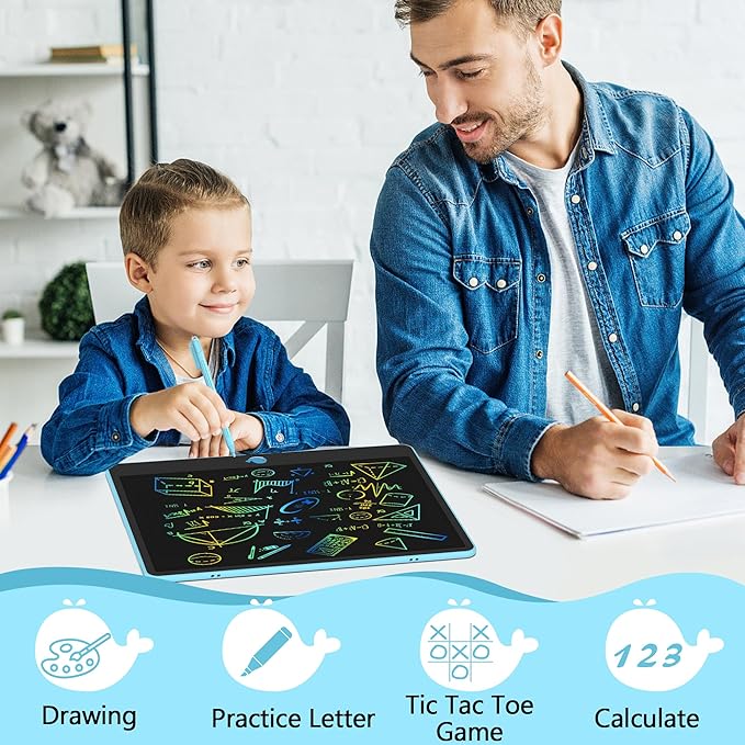 Hockvill LCD Writing Tablet for Kids 16 Inch, Toys for Girls Boys Drawing Pad for 3 4 5 6 7 8 Year Old Kid, Toddler Magnetic Doodle Board Travel Essentials Christmas Birthday for Children (Blue)