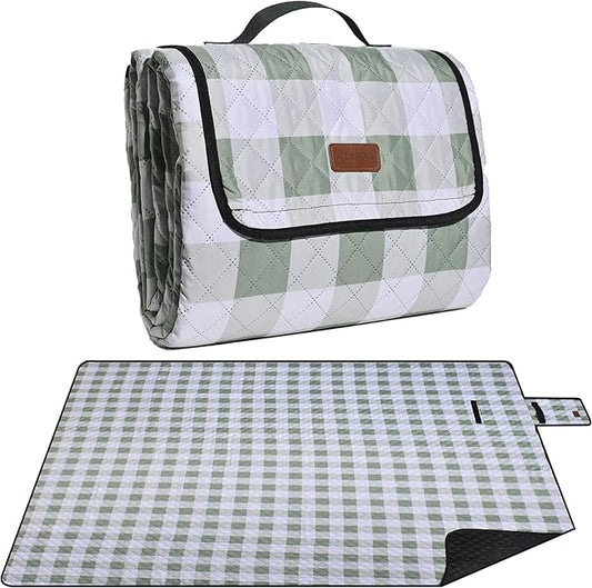 Extra Large Picnic Blanket 80''x 80'' Waterproof Foldable Picnic Mat for Beach, 5-Layer Outdoor Blanket for 6 to 8 Adults,Camping Grass Lawn Park Accessories Couple Park Wedding Registry(Green)