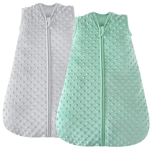 JELLYMONI Fleece Baby Sleep Sack 12-24 Months, 1.5 Tog Warm Winter Baby Wearable Blanket with Plush Dots and 2-Way Zipper, Cotton Toddler Sleep Sack