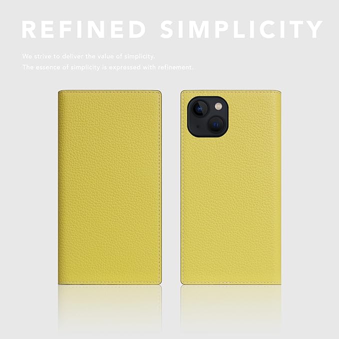 D8 Neon Full Grain Leather Wallet Case for iPhone 15 - [2-in-1] Handcrafted Detachable Diary Style with Magnetic MagSafe Back Cover, Gift Box Included (Lemon)