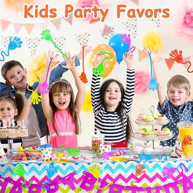 24 PCS Sticky Hands for Kids Party Favors Treat Gift Egg Filler Goodie Bag Stuffer Treasure Box Toy Classroom Carnival Prizes Student Mini Bulk Pinata Slap Hand Sensory Fidget Stretchy Toy Halloween