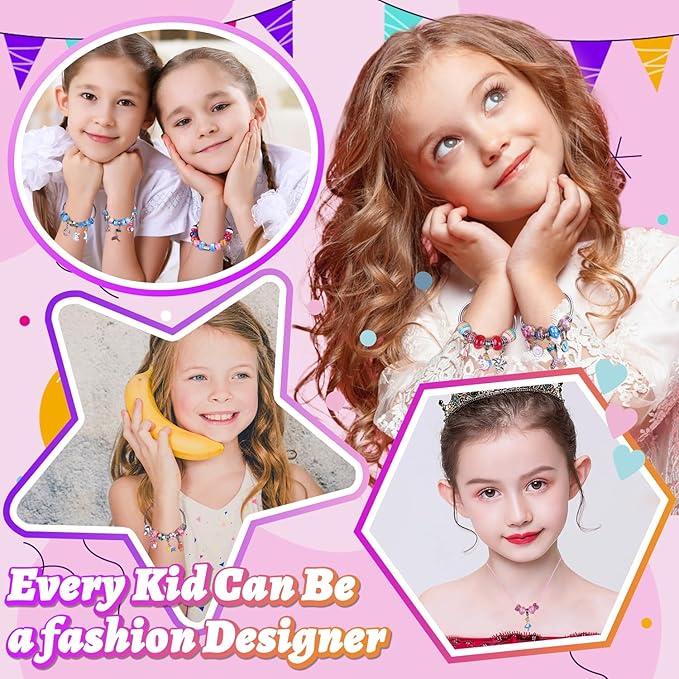 AIPRIDY Charm Bracelet Making Kit,Unicorn Mermaid Crafts Gifts Set Can Inspires Imagination and Creativity,Jewelry Making Kit Perfect Gifts for Girls 5-12 Years Old (104 Pieces)