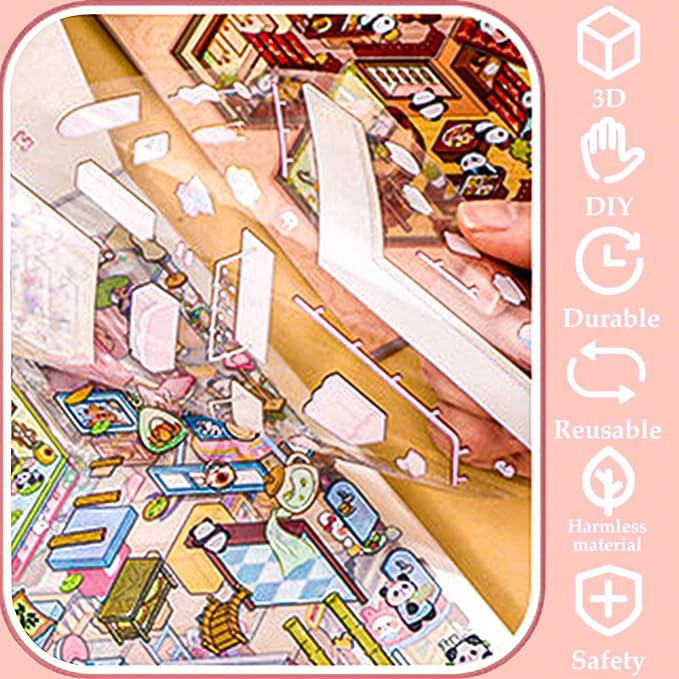 DIY 3D Sticker Scene，Romantic Island Wedding Jumbo-Large, Reusable Sticker, Cute Sets for Free Combination, Waterproof for Anywhere, Crafts Party Favors Birthday GIF