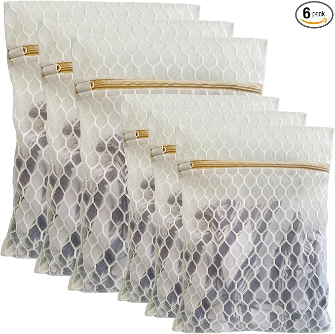 6 Pack Laundry Bag, Durable Big Honeycomb Mesh Laundry Bags Suitable for Delicate Clothes Washing (3 Large, 3 Medium)