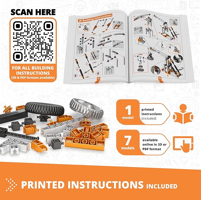 Engino- STEM Toys, Mechanics Cams & Cranks, Engineering Kit for Kids 9+, Learning & Education Set, Gifts for Boys & Girls, STEM Building Toys (8 Model Options)