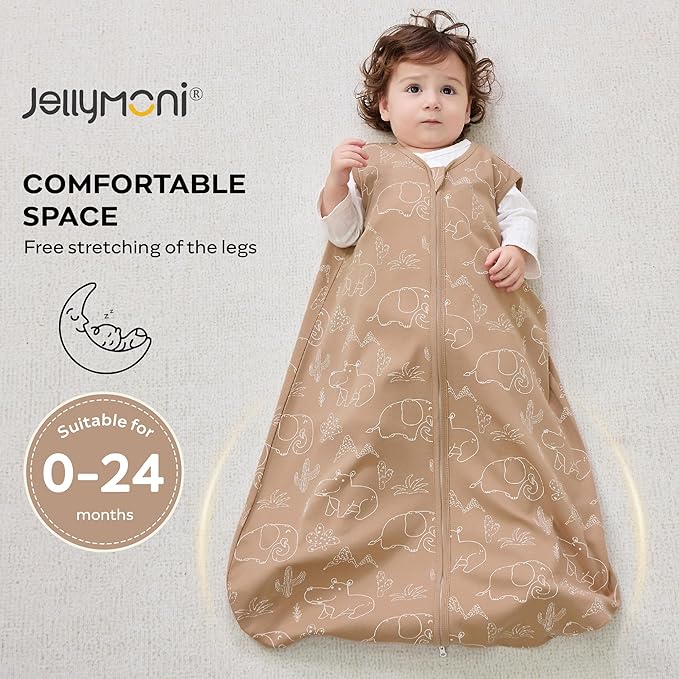 JELLYMONI Baby Sleep Sack 18-24 Months 0.5 Tog Wearable Blanket for Baby, 100% Cotton 3 Pack Infant Toddler Sleeping Sack Lightweight Soft 2-Way Zipper Sleepsack