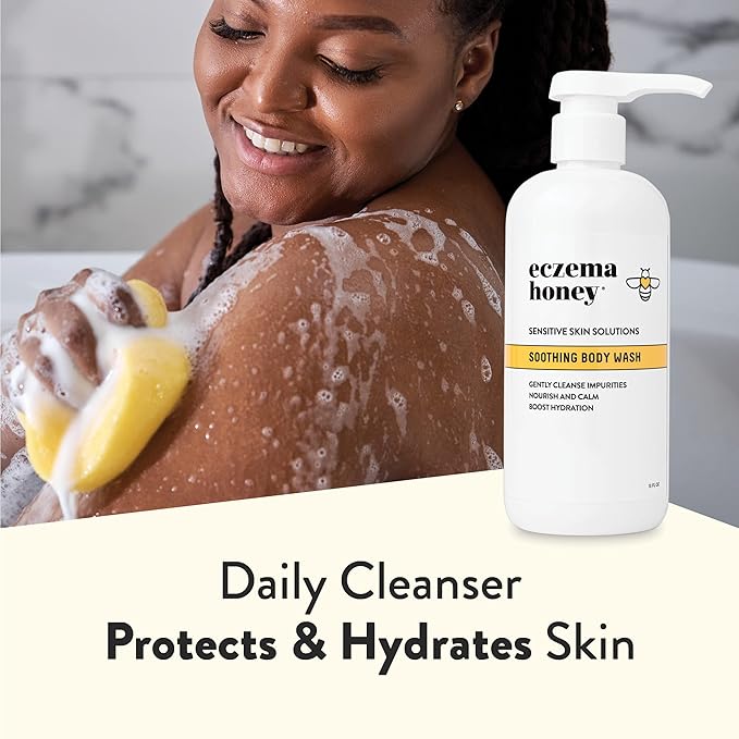 ECZEMA HONEY Soothing Body Wash - Daily Shower Gel & Eczema Treatment - Sensitive Skin Body Wash for Adults, Kids, & Babies - Body Cleanser for Eczema Relief (13 Oz)