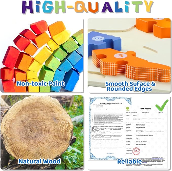 Dinosaur Puzzles for 1+ Year Old, Wooden Puzzles for Toddlers 1-3, Dinosaur Toys for Kids 2-4 Boys/Girls, Large Floor Chunky Dino Puzzles Ages 3-5, Learning Number Color 4-6, Allosaurus