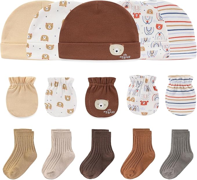Baby Hats Mittens and Socks Set Cotton Newborn Hat Beanie Soft Infant Girls Boys Caps Gloves 0-6 month