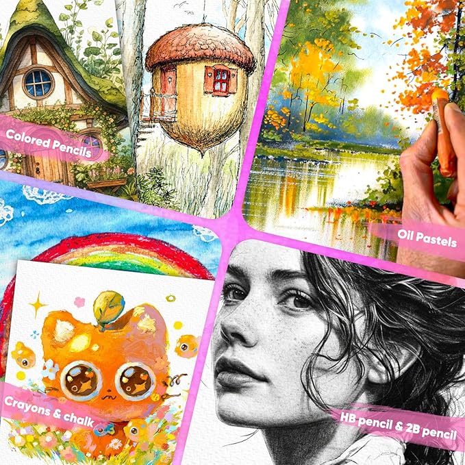 8.5"x11" Watercolor Paper, Easter Basket Stuffers, Valentine Gift Card, 140lb/300gsm Water Color Paper for Drawing, Coloring, Painting, Sketching, Crafting, Art Office School Supplies for Kids Adults