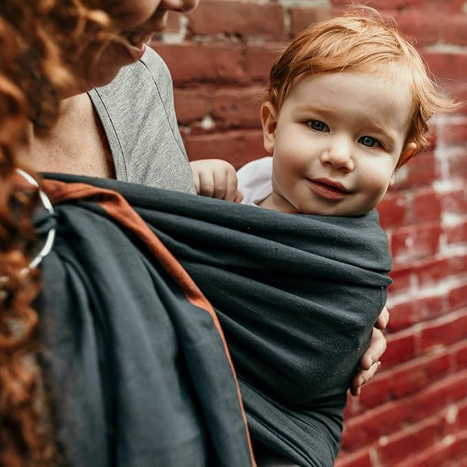 Hip Baby Wrap Ring Sling Baby Carrier for Infants and Toddlers - Beautiful, 100% Soft Cotton Baby Wraps Carrier for Babies 8-35 lbs - Perfect Baby Shower Gifts Moms and Dads - Nursing Cover (Stone)