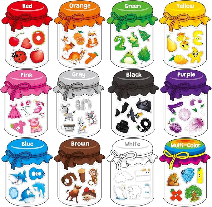 12 Pieces Magnetic Color Sorting Toys, 60 Color, Number & Math Symbol Magnets Early Educational Sorting Set for Refrigerator Whiteboard Baby Toddlers Kids