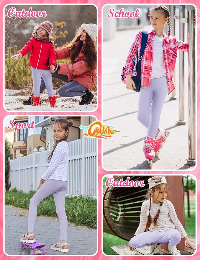 Girls Leggings Cotton Leggings for Toddler Footless Girls Pants Stretchy Baby Girl's Pants Infant Basic Leggings Size 6M -14Y