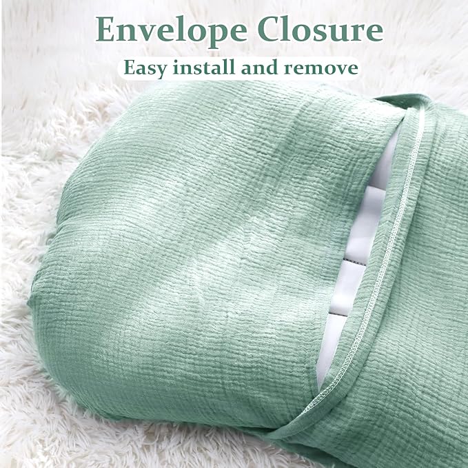 Hooyax Muslin Baby Lounger Cover, 100% Cotton Durable Newborn Lounger Cover, Soft and Breathable Infant Lounger Cover for Boys Girls, Covers Only (Blue-Green)