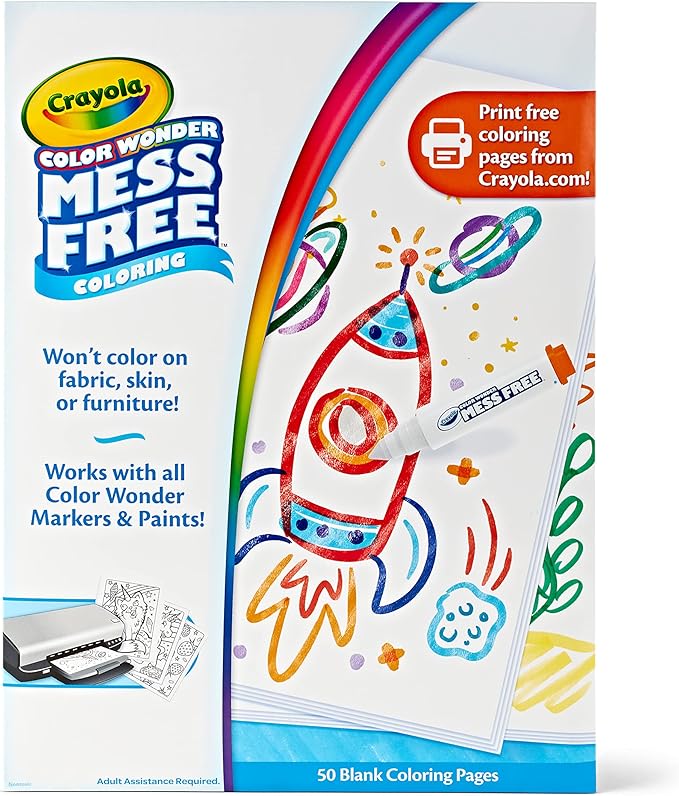Crayola Color Wonder Mess Free Coloring Pages (50ct), Create Your Own Coloring Pages, Blank Color Wonder Refill, Toddler Gift, 3+