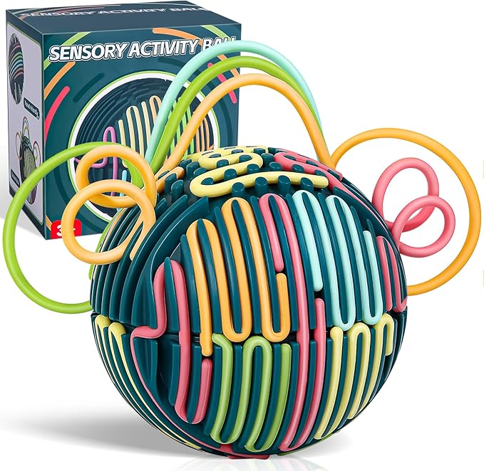Gigilli Sensory Activity Ball Board with 24 Strings, Sensory Toys for Kids 5-7 8-12 with Autism ADHD, Calming Stress Relief Autism Toy, Kids Travel Essentials, Airplane Travel Toys for Toddlers 3-5