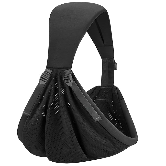 Baby Sling Carrier,Baby Carrier Newborn to Toddler,Toddler Carrier,Portable Lightweight & Spreadable Shoulder Straps(Black)