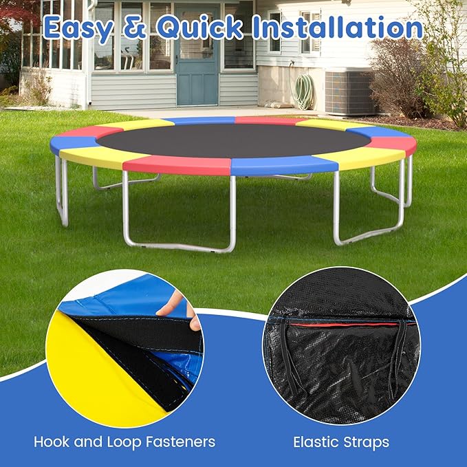 Giantex Trampoline Pad, 8ft 10ft 12ft 14ft 15ft 16ft Trampoline Replacement Safety Pad, No Holes for Pole, Waterproof Trampoline Accessories Spring Cover