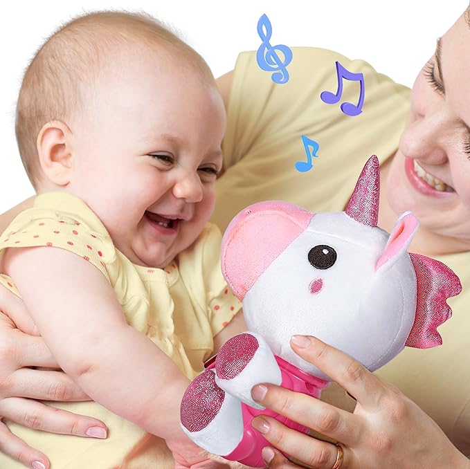 iPlay, iLearn Baby Unicorn Musical Toys, Newborn Girls Gift, Soft Unicorn Plush Stuffed Animal, Infant Light Music Time, 1st Birthday Shower Gift Stuffers for 0 1 2 3 6 9 12 18 Month 1-3 Yrs Toddlers