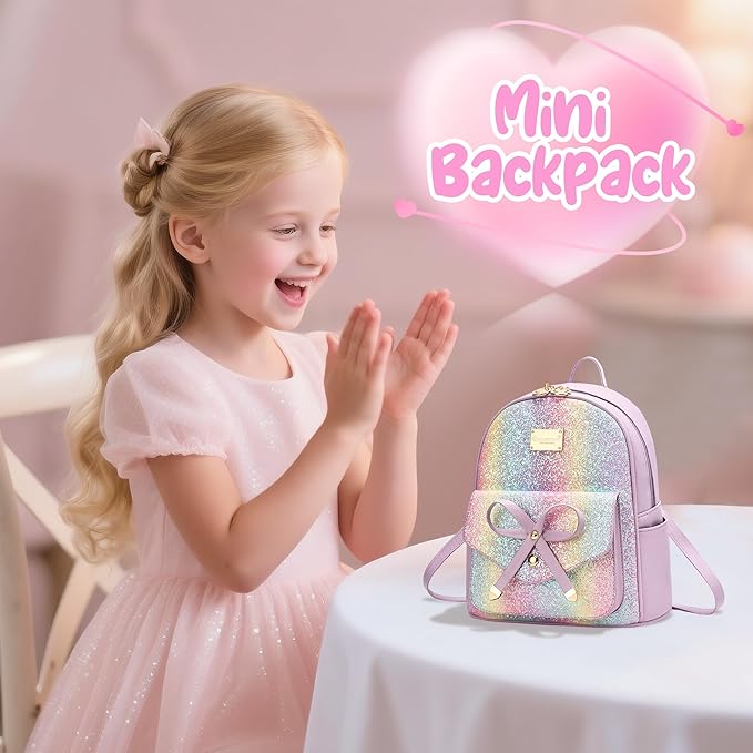 I IHAYNER Girls Bowknot Cute Leather Backpack Mini Backpack Purse for Women
