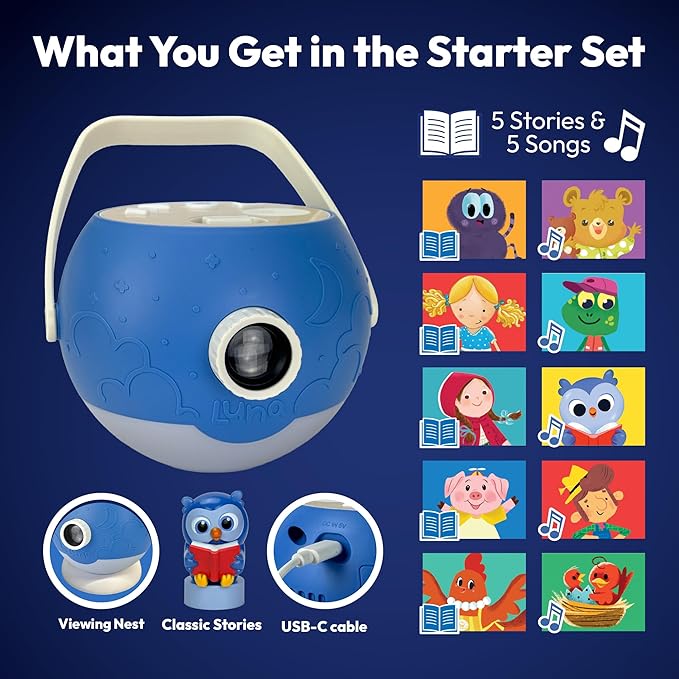 Kids Book Projector - 5 Read-Aloud Stories, 5 Songs, Night Light & Soothing Dream Music | Children Ages 3+ Storytime Projector for Kids & Toddlers | Educational Toys, Owl