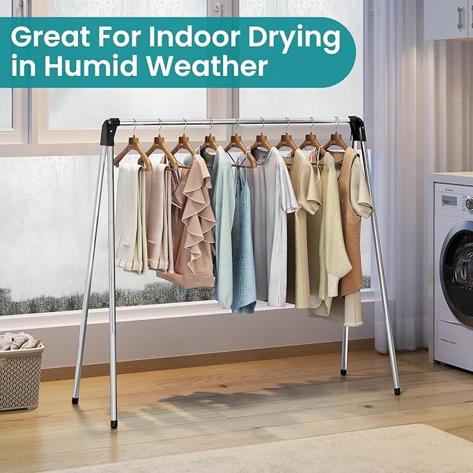 APEXCHASER Foldable Clothes Drying Rack, 55'' Collapsible Laundry Clothes Airer Width Heavy Duty Hanger for Sweaters Baby Clothes Towels Portable Indoor Outdoor for Home Travel