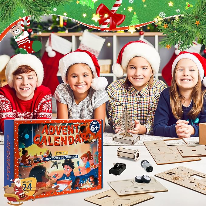 Advent Calendar 2024 Kids Boys - Christmas Advent Calendar Science STEM Kit for Kids - 24 Days of Christmas Countdown Toys Xmas Surprise Gift Christmas Party Favors Kids Teens