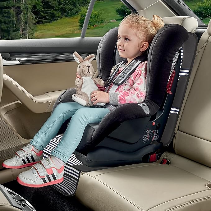 Car Seat Protector for Child Car Seat, 2 Pack Baby Car Seat Covers with Mesh Pockets & Non-Slip Backing 600D Durable Seat Protector Under Baby Car Seat for Car Back Seat (Stripe, Large)