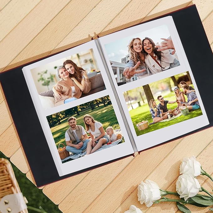 Inspirational Leather Photo Album,Magnetic Self-Stick Page Photo Album,Family Album,Hand Made DIY Albums Holds 3x5, 4x6, 5x7, 6x8 Photos (brown-always remember)