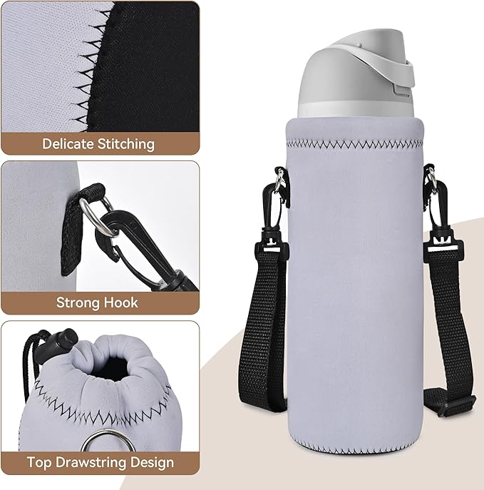 AUPET Water Bottle Bag Carrier,24oz/32oz Insulated Neoprene bottle Sling Holder Case Pouch Cover for 1000ML/750ML Bottles with Shoulder Strap for walking