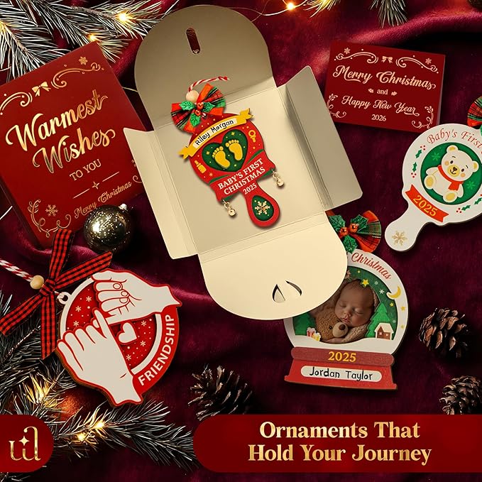 Baby First Christmas Ornament 2025 for Girl Boy - Baby's 1st for Parents, Rattle Newborn Ornament Keepsake Babys First Xmas Ornaments for Xmas Tree Decorations