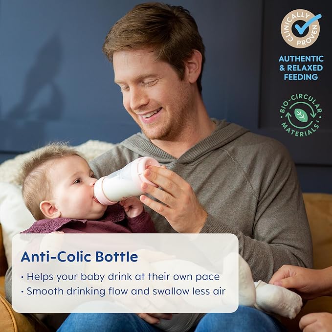 MAM 9oz Easy Start Anti-Colic Baby Bottles, Medium Flow, Breastfeeding-Like Silicone Nipple, Reduces Colic, Gas, & Reflux, Easy-to-Clean, BPA-Free, Baby Bottles for Newborns, 2+ Months