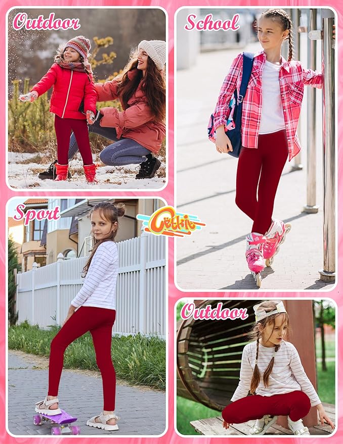 Girls Leggings Cotton Leggings for Toddler Footless Girls Pants Stretchy Baby Girl's Pants Infant Basic Leggings Size 6M -14Y