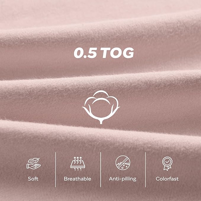 JELLYMONI Baby Sleep Sack 0-6 Months 0.5 Tog Wearable Blanket for Baby, 100% Cotton 3 Pack Infant Toddler Sleeping Sack Lightweight Soft 2-Way Zipper Sleepsack