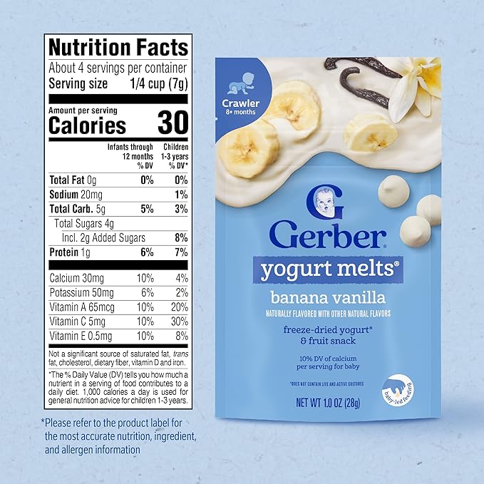 Gerber Baby Snacks Yogurt Melts, Banana Vanilla, 1 Ounce (Pack of 7)
