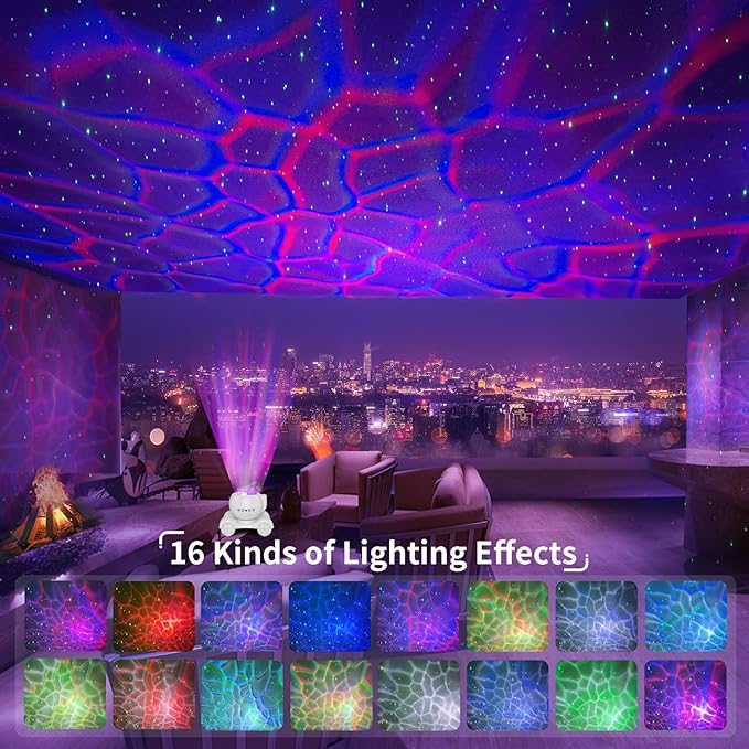 ENOKIK Star Projector, Galaxy Projector Built-in Bluetooth Speaker and 8 White Noise, Night Light for Kids Adults, Aurora Nebula Lamp for Home Decor/Relaxation/Party/Music/Gift (White)