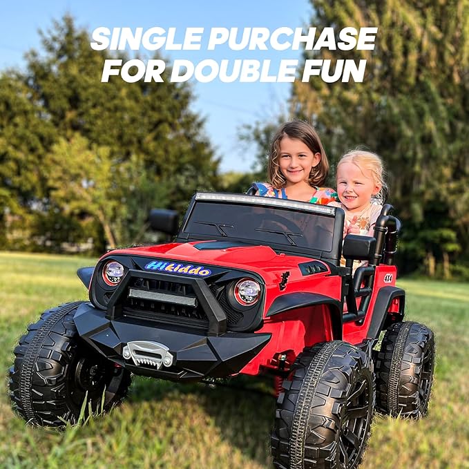 24V 9Ah Ride on Toy for Big Kids, 4WD 2 Seater Ride on Car Truck with Remote Control, 4x200W Motor - Red