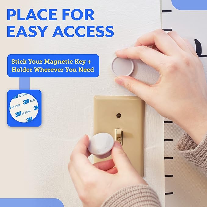 Eco-Baby Universal Replacement Keys for Magnetic Cabinet Locks [3 Universal Keys] Child Safety for Drawers and Cabinets - 3 Keys for Child Proof Kitchen Bathroom Cabinet Locks