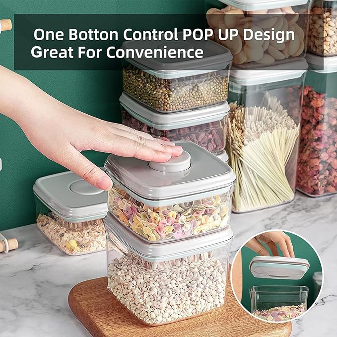 Airtight Food Storage Container - 2.1qt / 2050ml Rectangle Pop Containers With Lids, Bpa Free for Spaghetti Cereal Flour Rice Kitchen Organizer